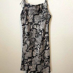 Zara Satin Black and White Print Tie Strap Mini Dress